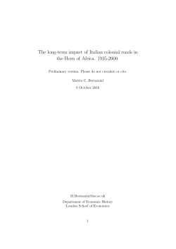 The long-term impact of Italian colonial roads in the Horn of Africa