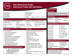 Ohio Behavioral Health Admission Fields with Definitions