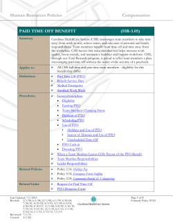 Paid Time Off Benefit, HR-3.05 - Your Health and Retirement at CHS
