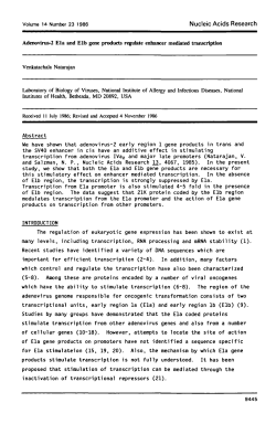 Adenovirus-2 E1a and E1b gene products regulate enhancer