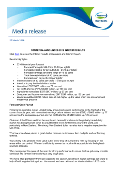 Interim Results Media Release 2016