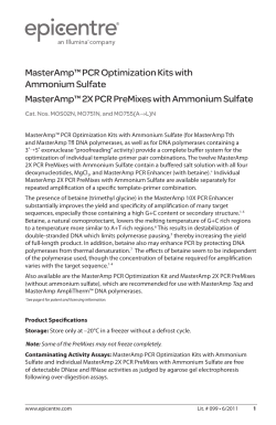 Protocol for MasterAmp&trade; PCR Optimization Kits with Ammonium