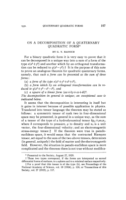 ON A DECOMPOSITION OF A QUATERNARY QUADRATIC FORM