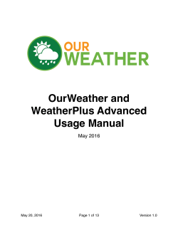 OurWeather and WeatherPlus Advanced Usage