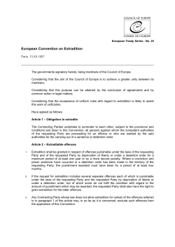 European Convention on Extradition - Coe