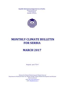 MONTHLY CLIMATE BULLETIN FOR SERBIA MARCH 2017