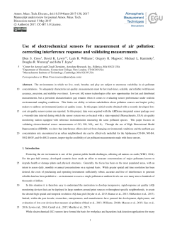 Use of electrochemical sensors for measurement of air pollution