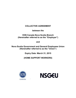 COLLECTIVE AGREEMENT between the VON Canada Nova Scotia