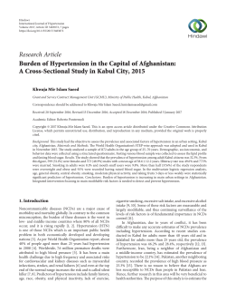 Burden of Hypertension in the Capital of Afghanistan: A Cross
