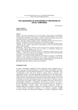 the assurance of sustainability reporting of hotel companies