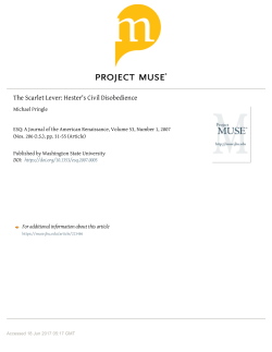 The Scarlet Lever: Hester`s Civil Disobedience