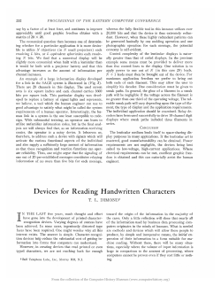 Devices for Reading Handwritten Characters