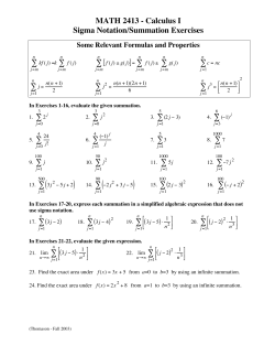 MATH 2413 - Calculus I Sigma Notation/Summation Exercises