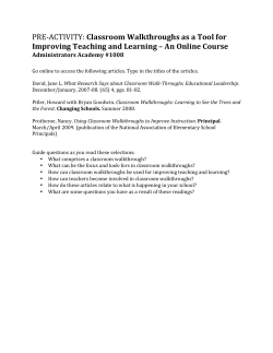 PRE-‐ACTIVITY: Classroom Walkthroughs as a Tool for Improving
