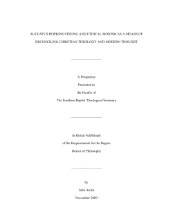 augustus hopkins strong and ethical monism as a means of