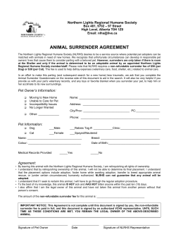 Appendix E -Animal Surrender Agreement