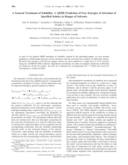 A General Treatment of Solubility. 2. QSPR