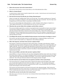 Quiz: The Scarlet Letter, The Custom-House Answer Key