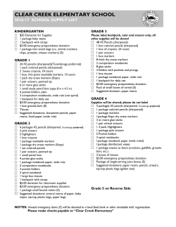 School Supply List - Clear Creek Elementary