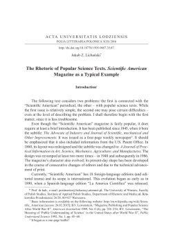 The Rhetoric of Popular Science Texts. Scientific American