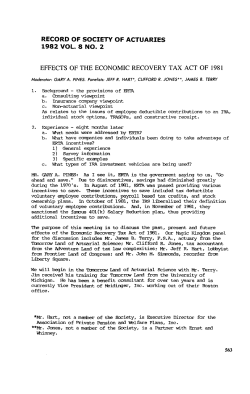 Effects Of The Economic Recovery Tax Act Of 1981
