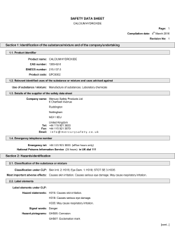 Safety Data Sheet (SDS) for Mercury Kit