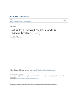 Transcript of a Radio Address Broadcast January 30, 1928