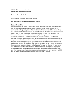 AA306: Shakespeare : text and performance AA306/VCR7: Critical