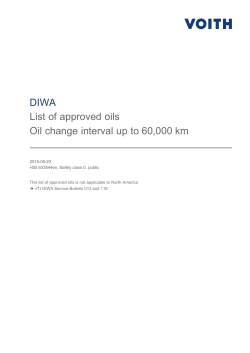 DIWA List of approved oils Oil change interval up to 60000 km