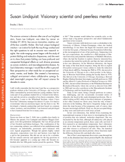 Susan Lindquist: Visionary scientist and peerless mentor