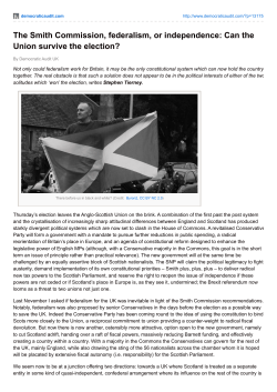 The Smith Commission, federalism, or independence: Can the