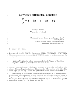 Newton`s differential equation ˙y ˙x = 1 &minus; 3x + y + xx + xy