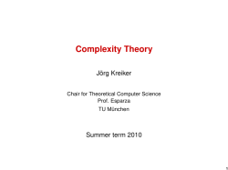 Complexity Theory - Chair for Foundations of Software Reliability