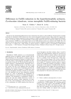 Differences in Fe(III) reduction in the hyperthermophilic archaeon