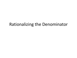 Rationalizing the Denominator