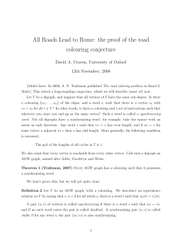All Roads Lead to Rome: the proof of the road colouring conjecture