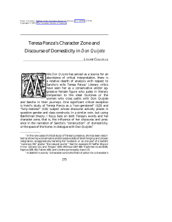Teresa Panza`s Character Zone and Discourse of Domesticity in