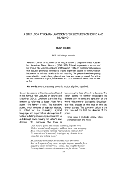 a brief look at roman jakobson s six lectures on sound and meaning