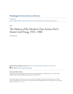 The History of the Modern Class Action, Part I: Sturm Und Drang