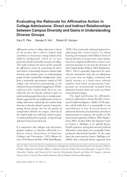 Evaluating the Rationale for Affirmative Action in College Admissions