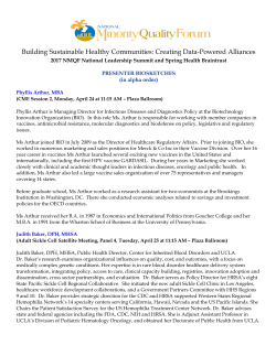 Presenter Biosketches - National Minority Quality Forum