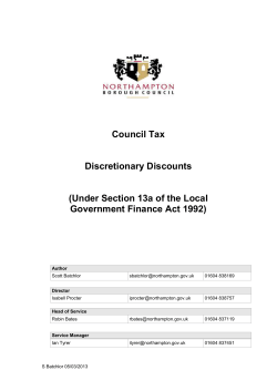 Council Tax Discretionary Discounts (Under Section 13a of the