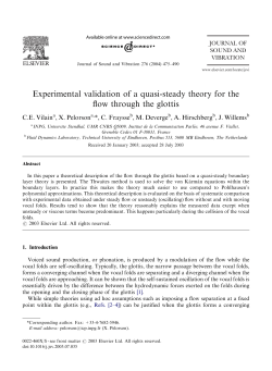 Experimental validation of a quasi-steady theory for the - GIPSA-Lab