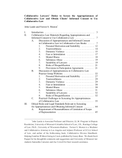 Collaborative Lawyers` Duties to Screen the Appropriateness of