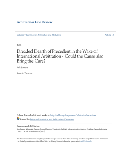 Dreaded Dearth of Precedent in the Wake of International Arbitration