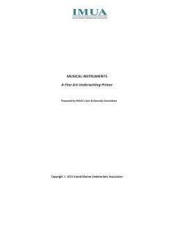 MUSICAL INSTRUMENTS A Fine Art Underwriting Primer
