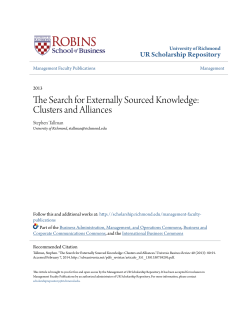 The Search for Externally Sourced Knowledge: Clusters and Alliances