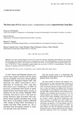 (Campylobacter pylori) reported from Costa Rica