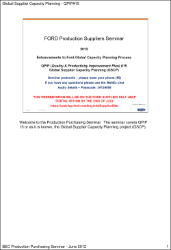 Global Supplier Capacity Planning presentation