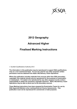 2012 Geography Advanced Higher Finalised Marking
